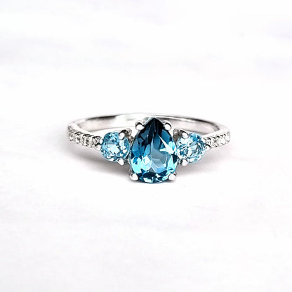 London Blue and Swiss Blue Topaz Ring in Sterling Silver - SJR London Timepiece
