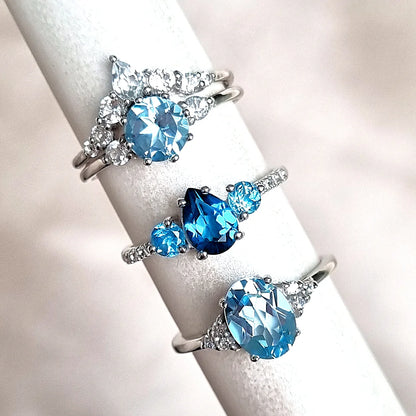 London Blue and Swiss Blue Topaz Ring in Sterling Silver - SJR London Timepiece