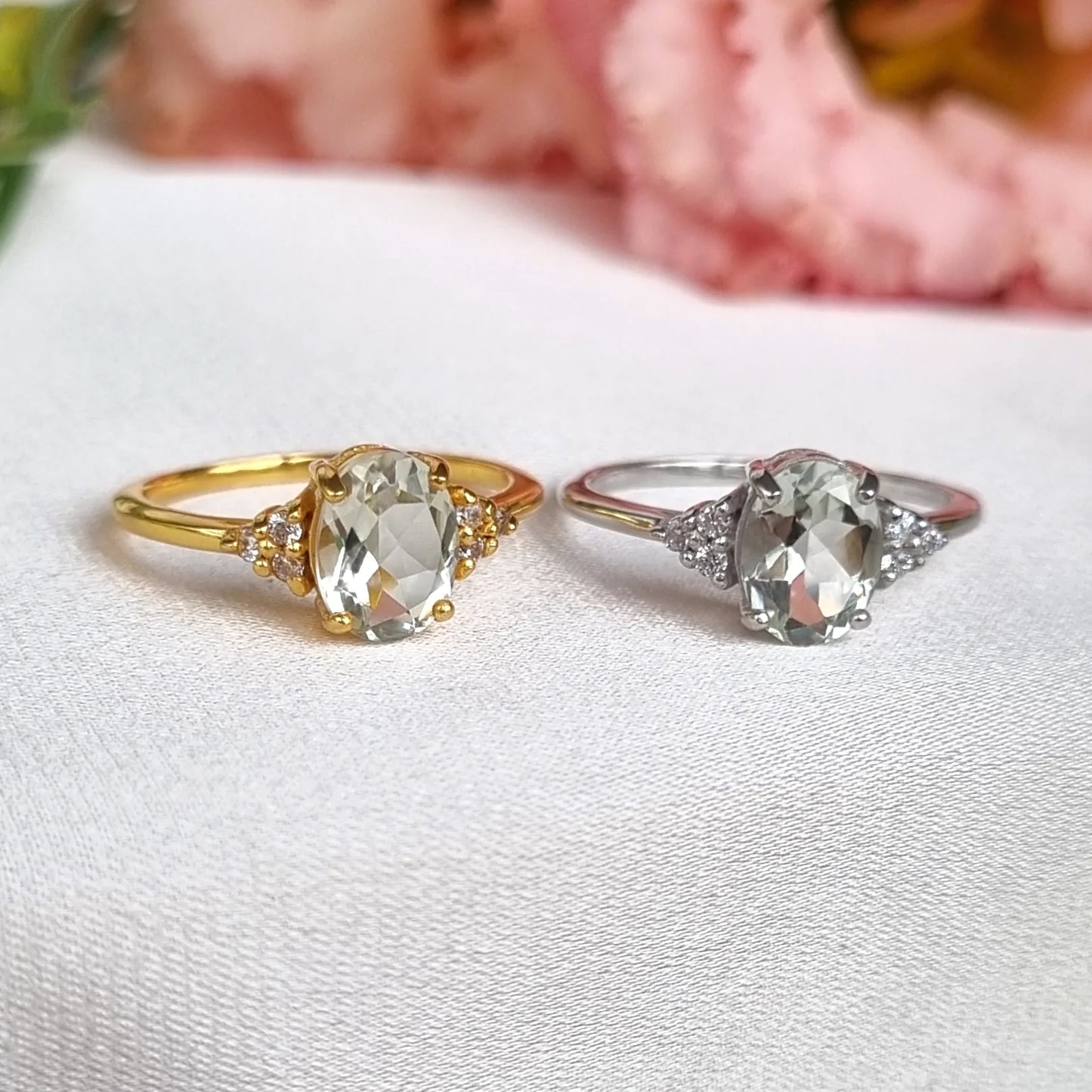 Green Amethyst Ring in Sterling Silver - SJR London Timepiece