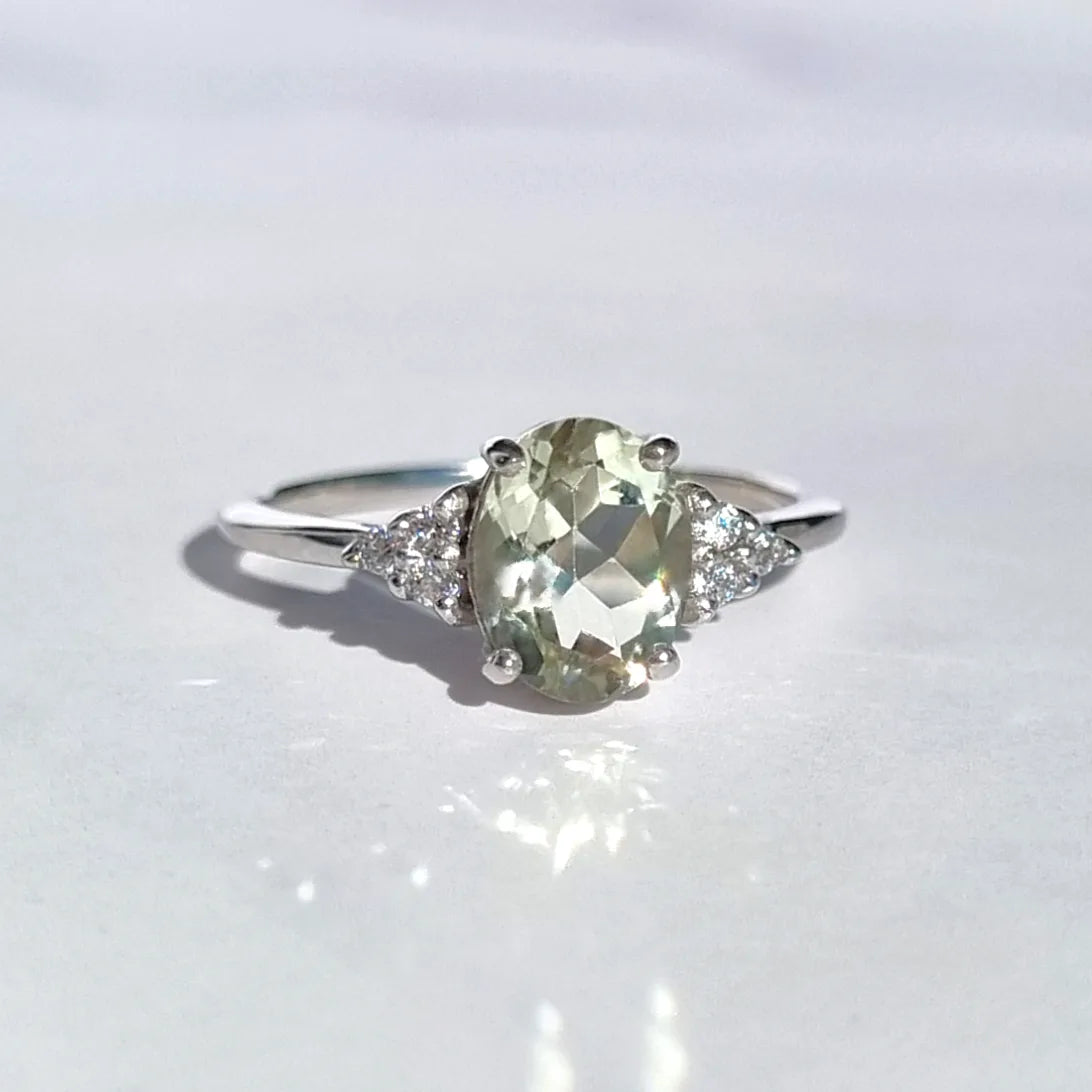Green Amethyst Ring in Sterling Silver - SJR London Timepiece