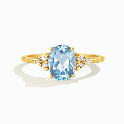 Sky Blue Topaz Ring in 18k Gold Vermeil - SJR London Timepiece