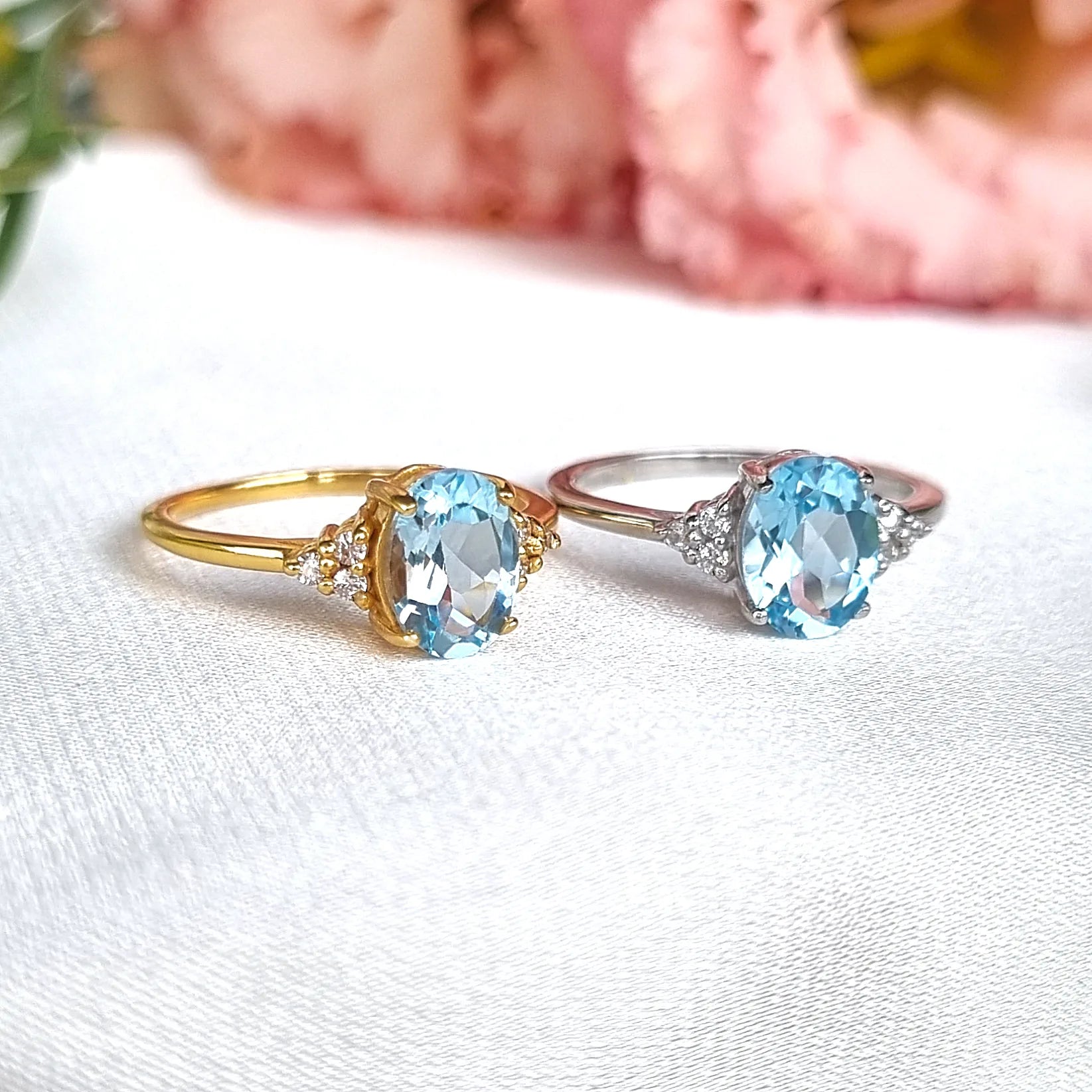 Sky Blue Topaz Ring in 18k Gold Vermeil - SJR London Timepiece