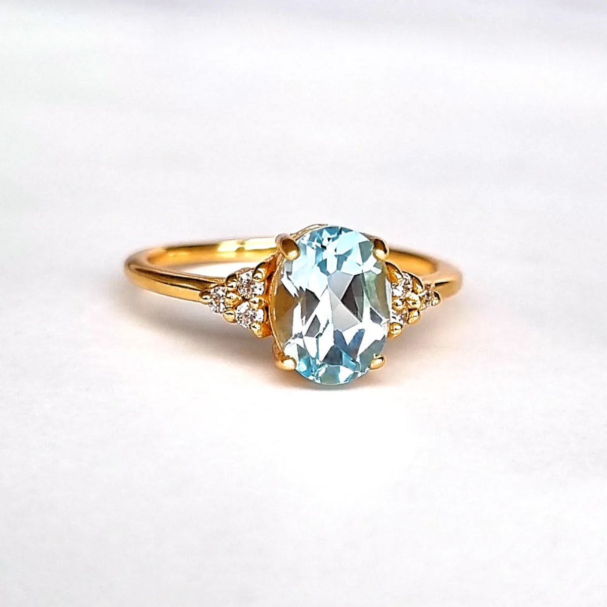 Sky Blue Topaz Ring in 18k Gold Vermeil - SJR London Timepiece