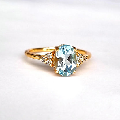 Sky Blue Topaz Ring in 18k Gold Vermeil - SJR London Timepiece