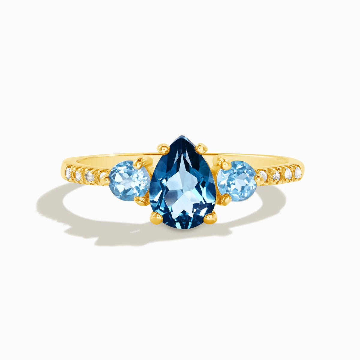London Blue and Swiss Blue Topaz Ring in 18k Gold Vermeil - SJR London Timepiece