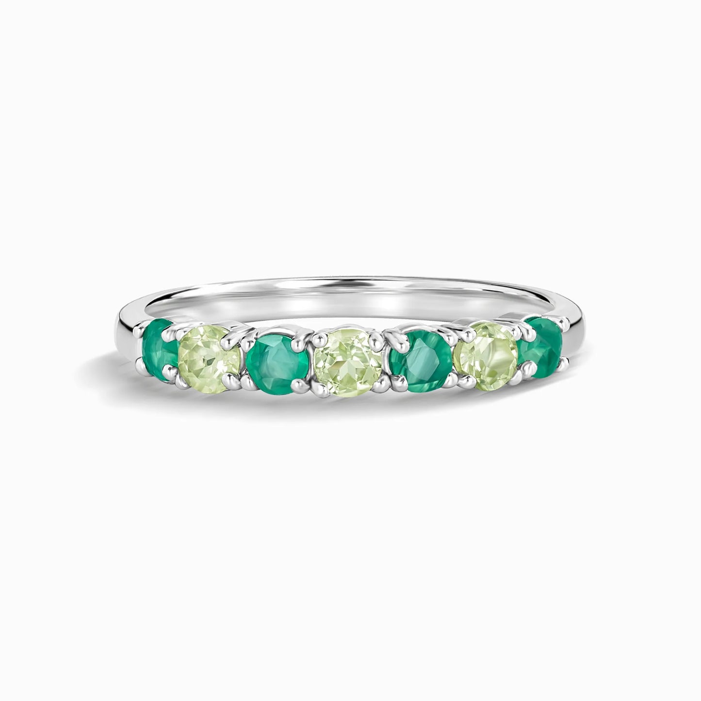 Emerald & Peridot Half Eternity Band in Sterling Silver - SJR London Timepiece