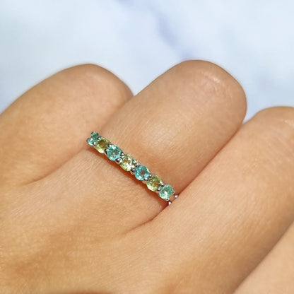 Emerald & Peridot Half Eternity Band in Sterling Silver - SJR London Timepiece