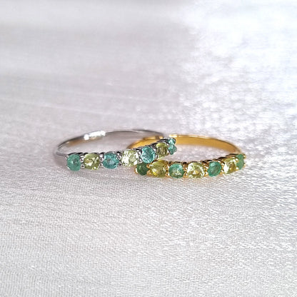 Emerald & Peridot Half Eternity Band in Sterling Silver - SJR London Timepiece