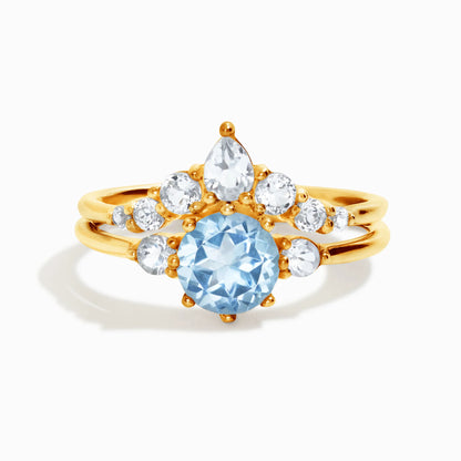 Selene Blue Topaz Ring Set in 18k Gold Vermeil - SJR London Timepiece