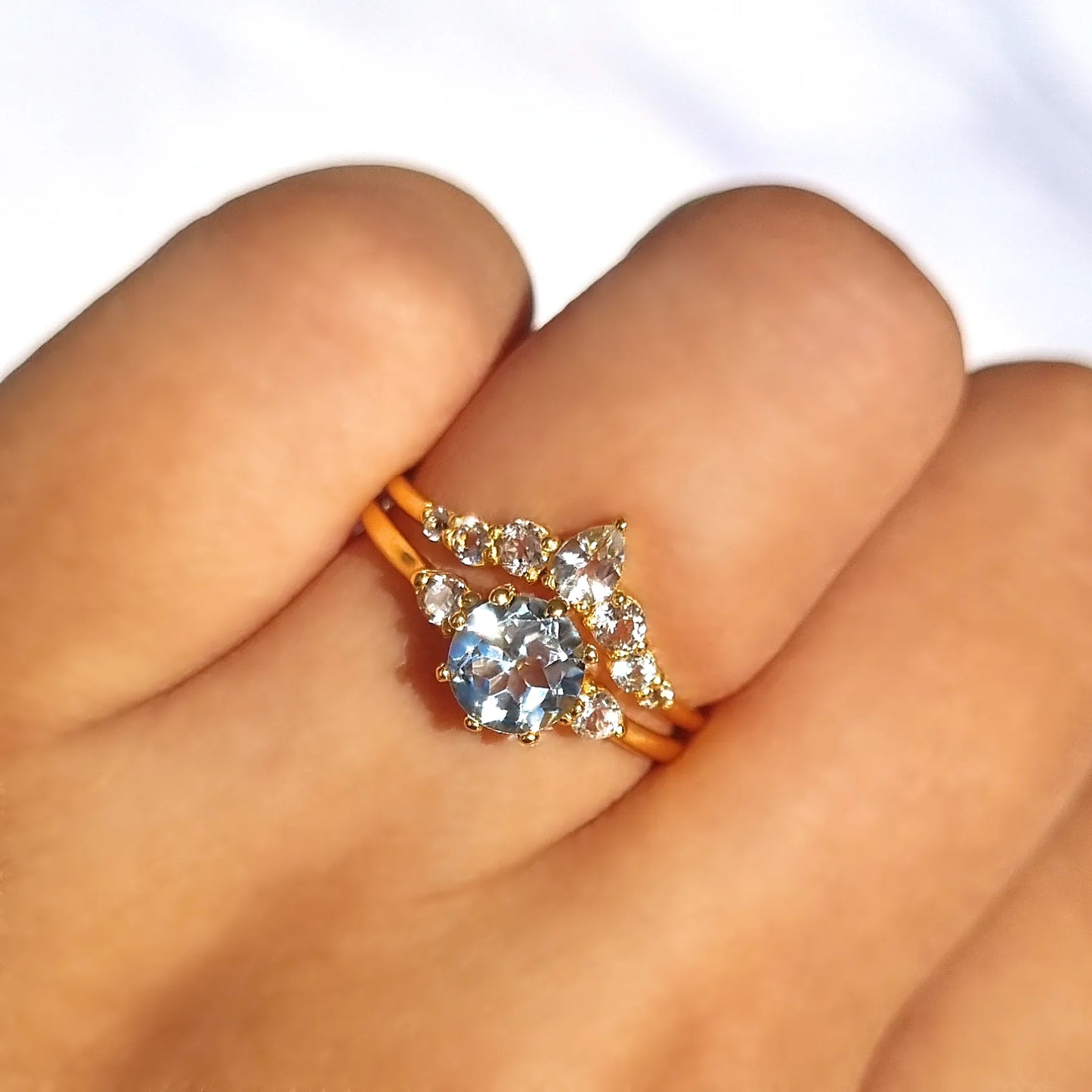 Selene Blue Topaz Ring Set in 18k Gold Vermeil - SJR London Timepiece