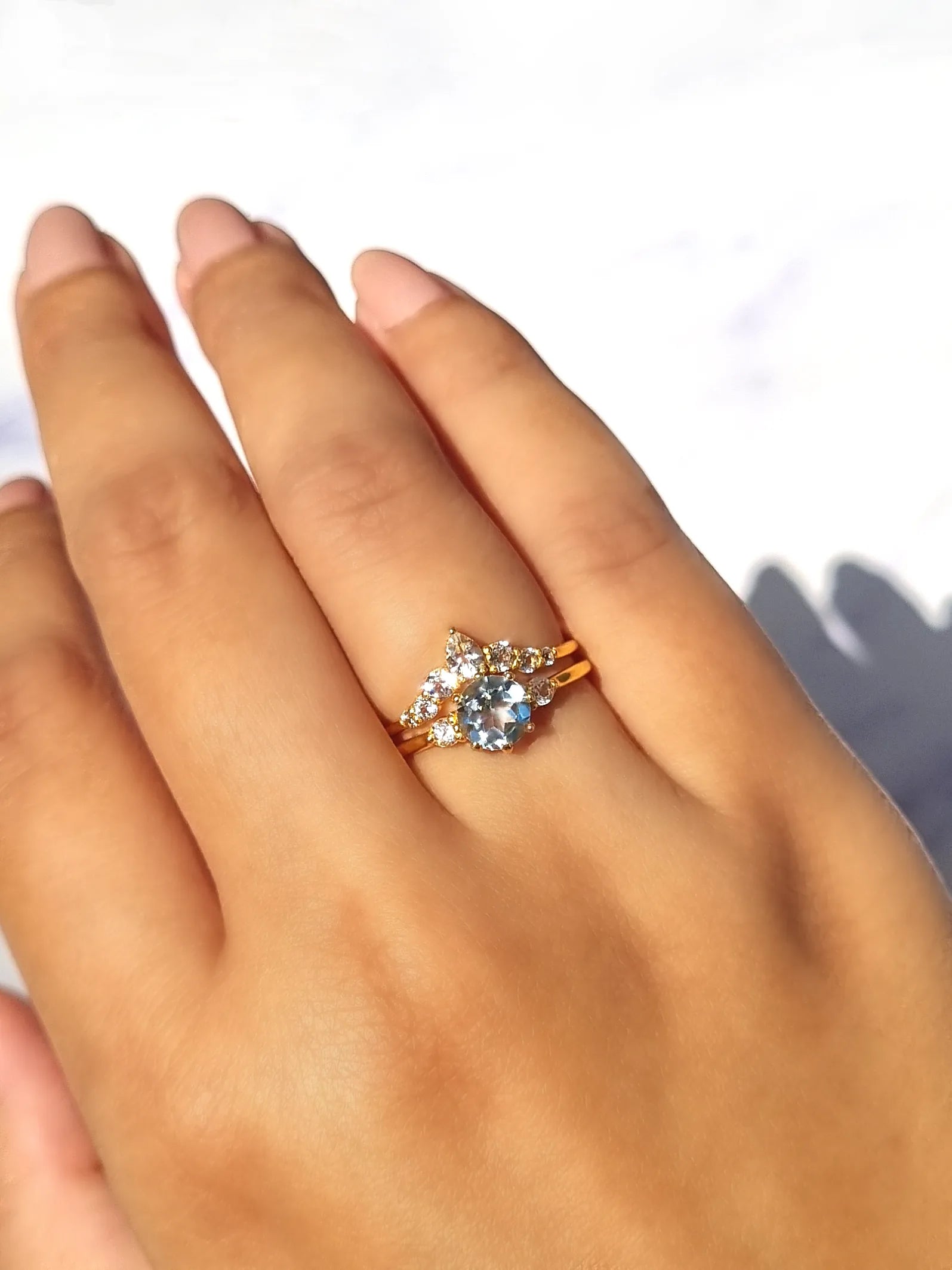 Selene Blue Topaz Ring Set in 18k Gold Vermeil - SJR London Timepiece