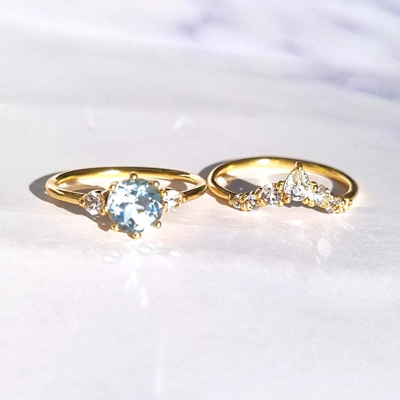 Selene Blue Topaz Ring Set in 18k Gold Vermeil - SJR London Timepiece