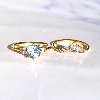 Selene Blue Topaz Ring Set in 18k Gold Vermeil - SJR London Timepiece