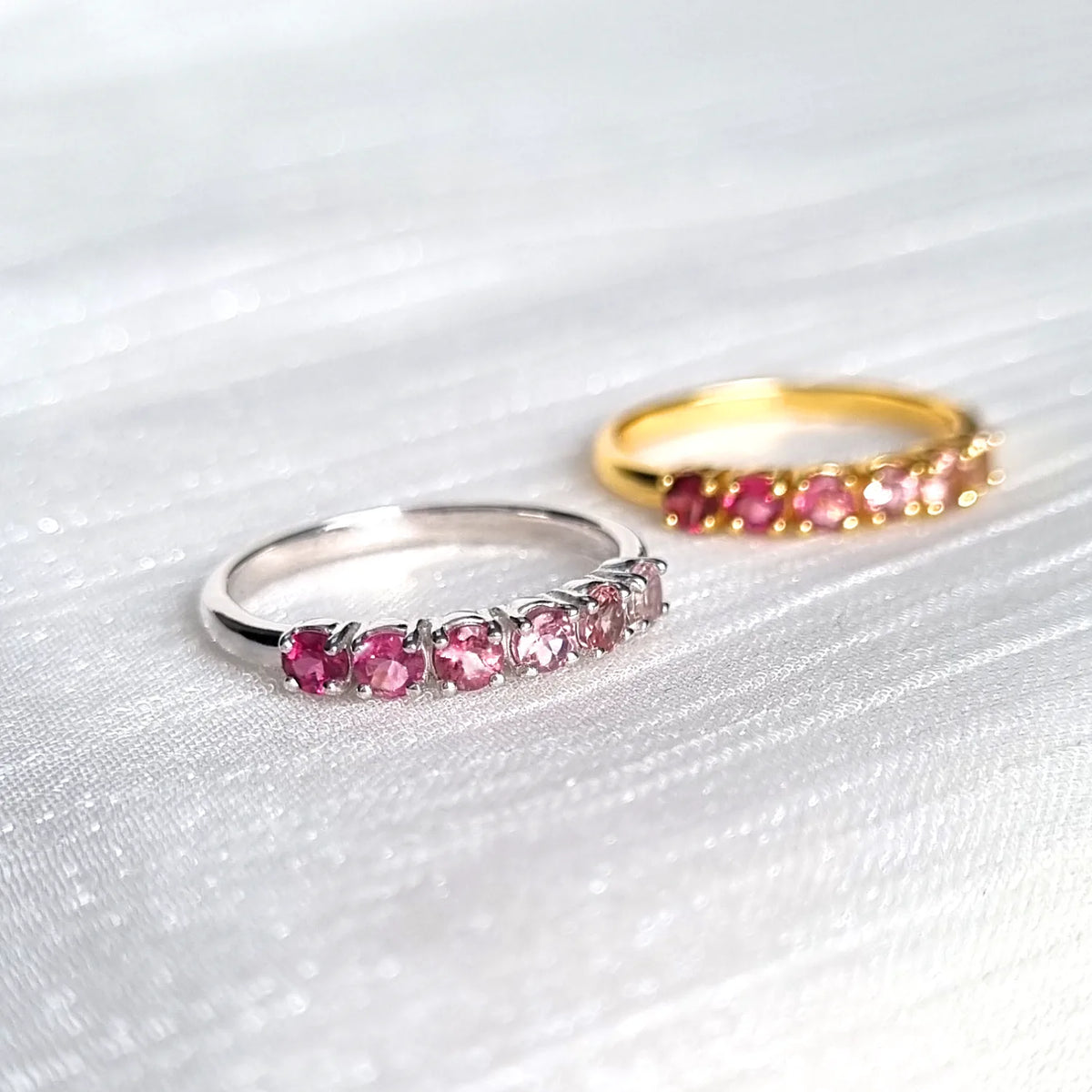 Ombre Pink Tourmaline Eternity Band in Sterling Silver - SJR London Timepiece