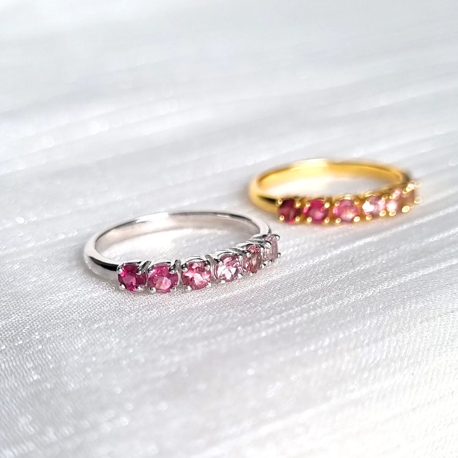 Ombre Pink Tourmaline Eternity Band in Sterling Silver - SJR London Timepiece