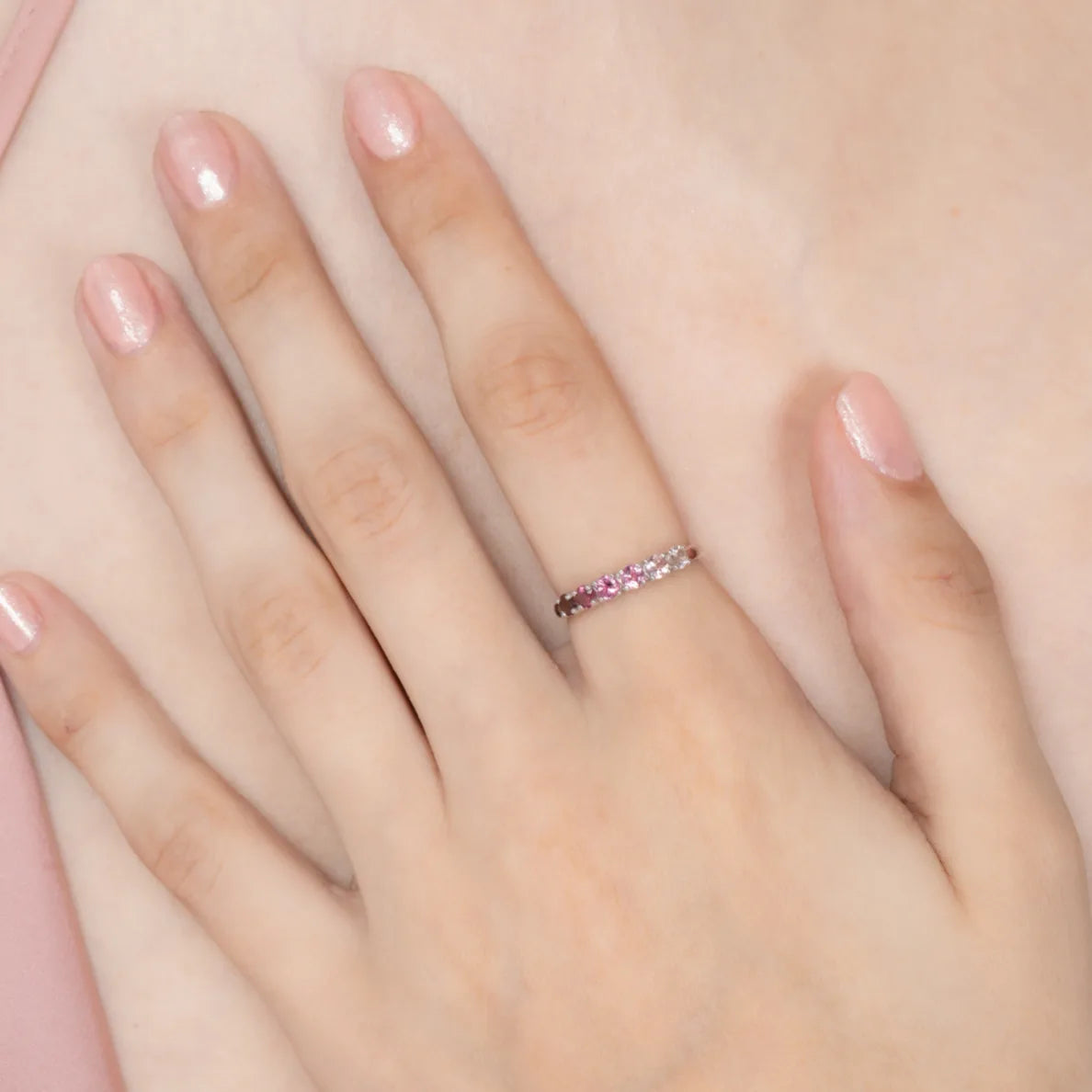 Ombre Pink Tourmaline Eternity Band in Sterling Silver - SJR London Timepiece
