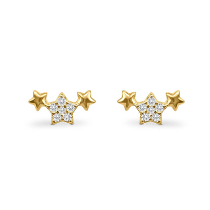 Trio of Stars Earrings in Gold - SJR London Timepiece