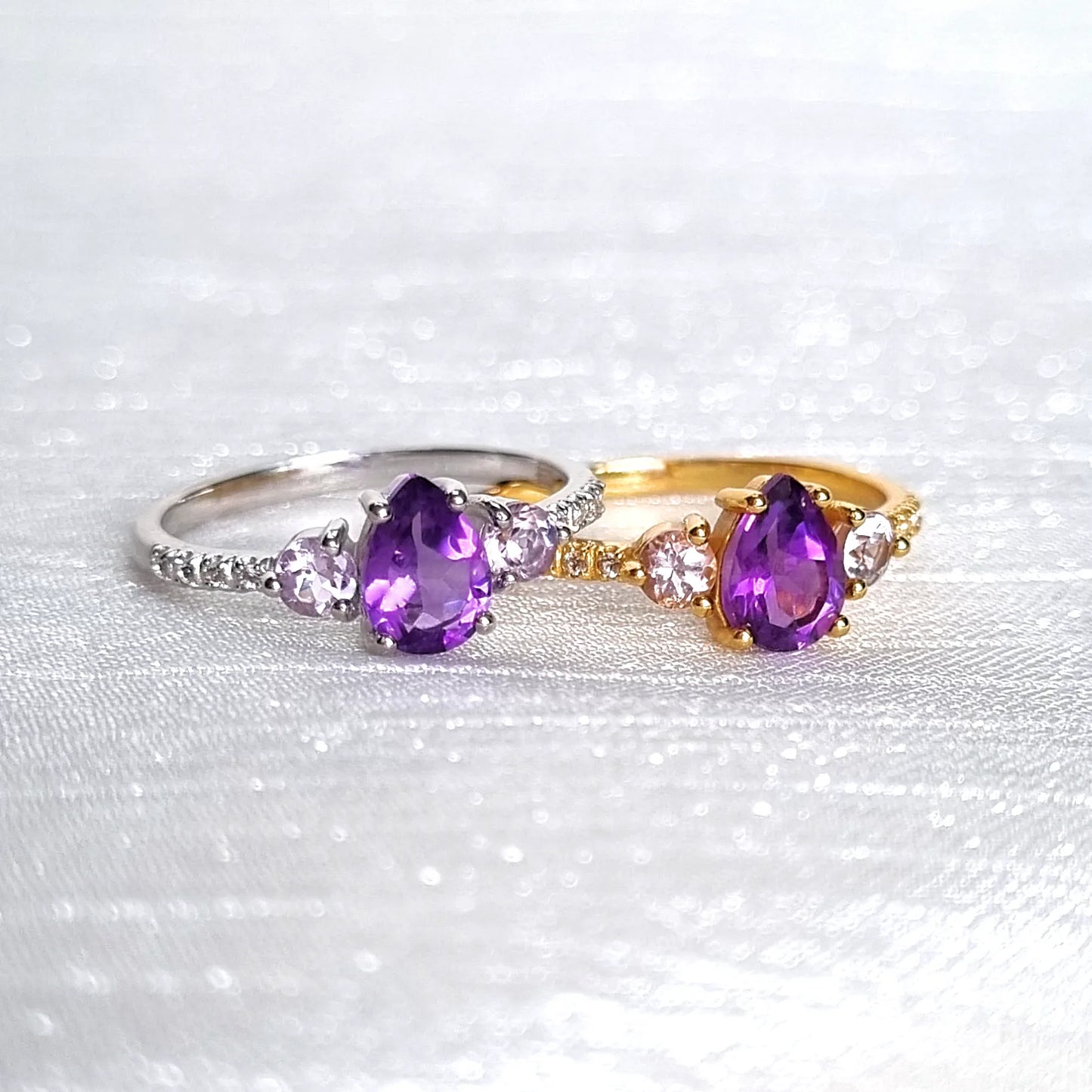 Amethyst and Lavender Amethyst Ring in Sterling Silver - SJR London Timepiece