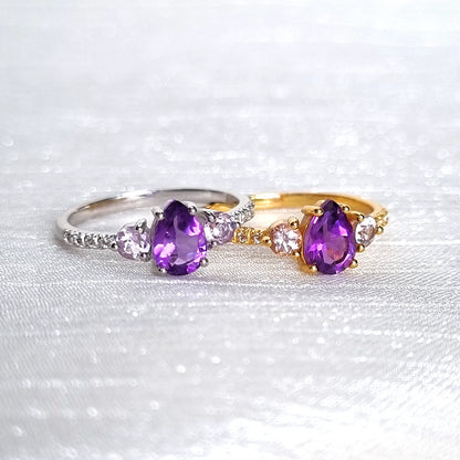 Amethyst and Lavender Amethyst Ring in Sterling Silver - SJR London Timepiece