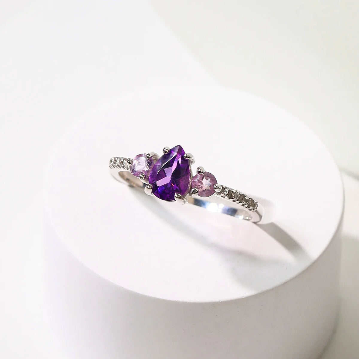 Amethyst and Lavender Amethyst Ring in Sterling Silver - SJR London Timepiece