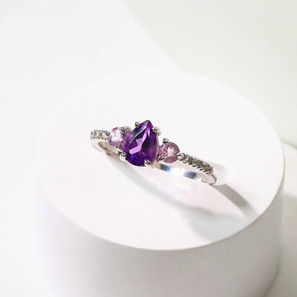 Amethyst and Lavender Amethyst Ring in Sterling Silver - SJR London Timepiece