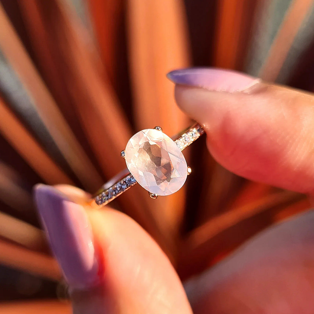 Rose Quartz Ring in Rose Gold Vermeil - SJR London Timepiece