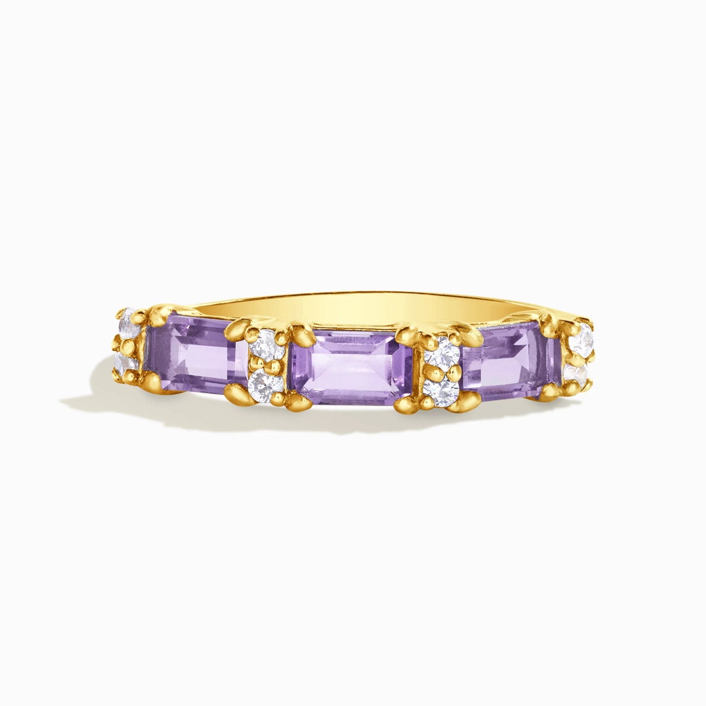 Lavender Amethyst Emerald Cut Eternity Ring in 18k Gold Vermeil - SJR London Timepiece