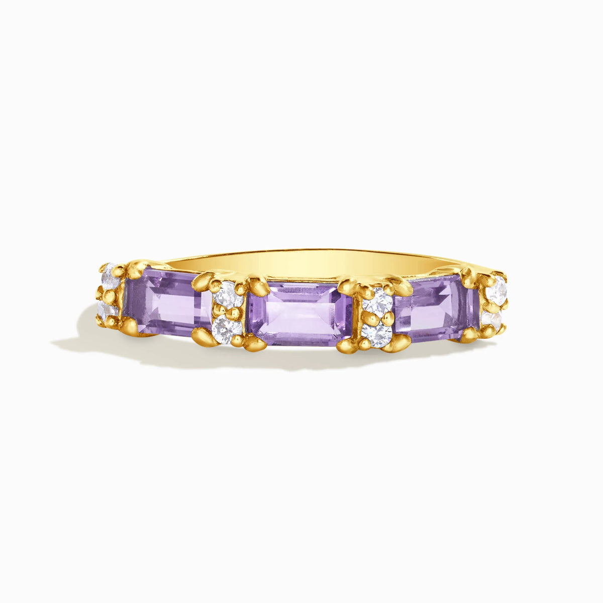 Lavender Amethyst Emerald Cut Eternity Ring in 18k Gold Vermeil - SJR London Timepiece