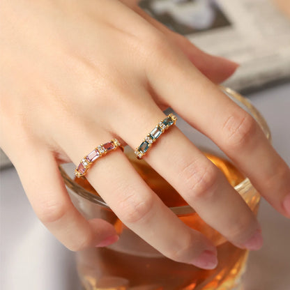Lavender Amethyst Emerald Cut Eternity Ring in 18k Gold Vermeil - SJR London Timepiece