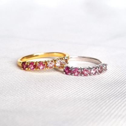 Ombre Pink Tourmaline Eternity Band in 18k Gold Vermeil - SJR London Timepiece