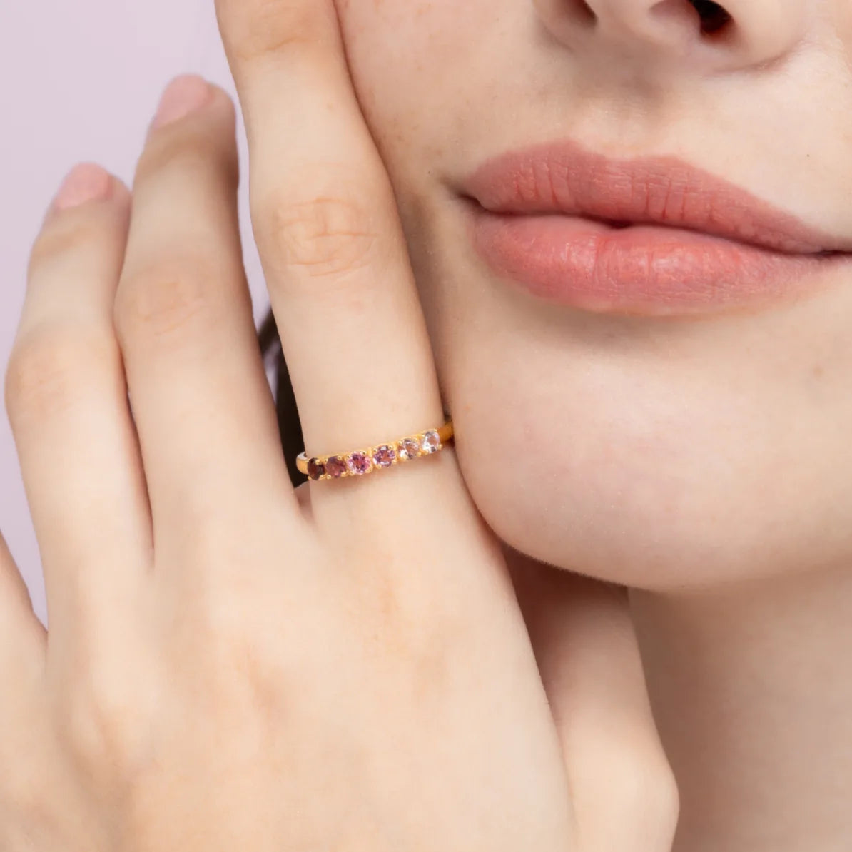 Ombre Pink Tourmaline Eternity Band in 18k Gold Vermeil - SJR London Timepiece