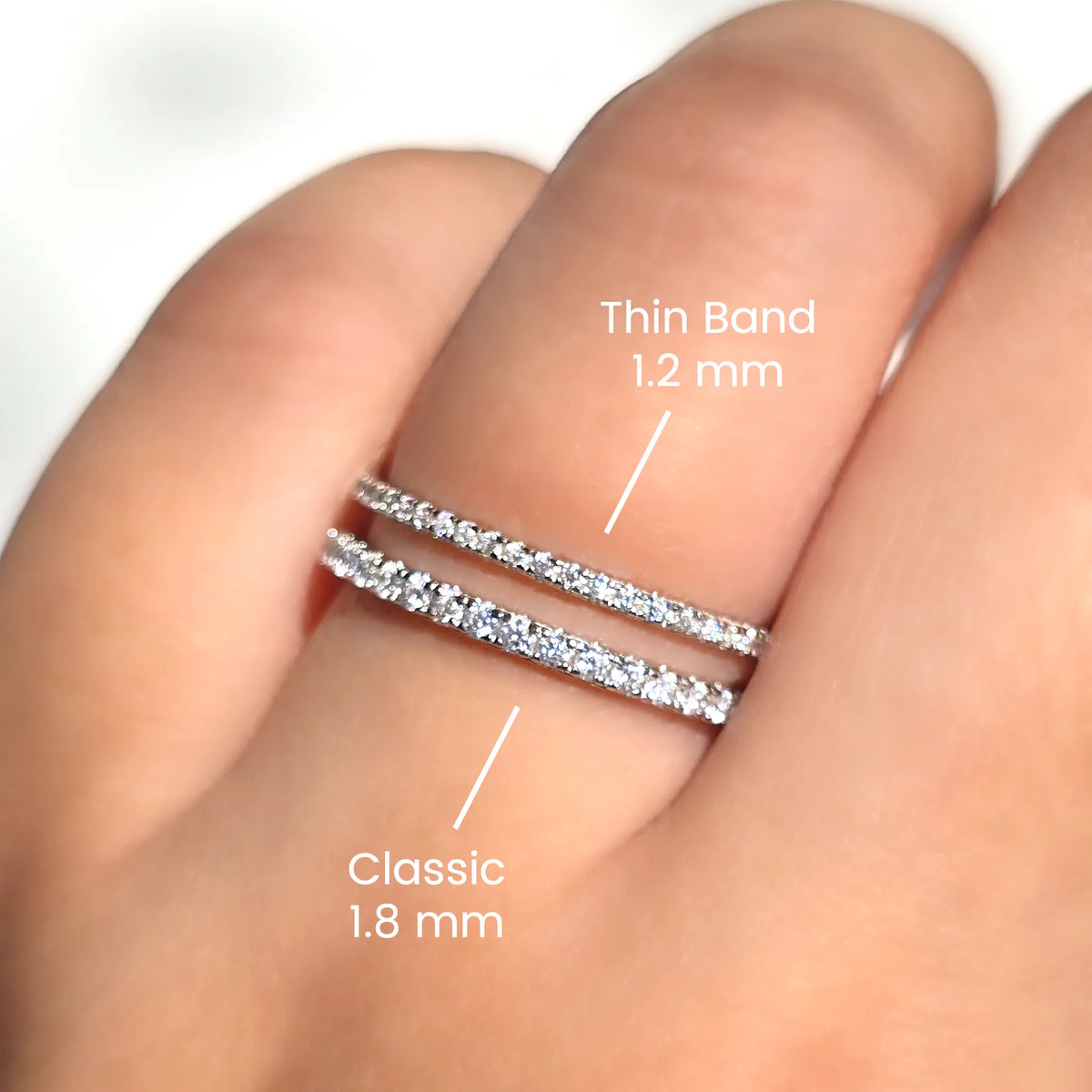 Thin Full Eternity Ring (1.2 mm) in Sterling Silver - SJR London Timepiece