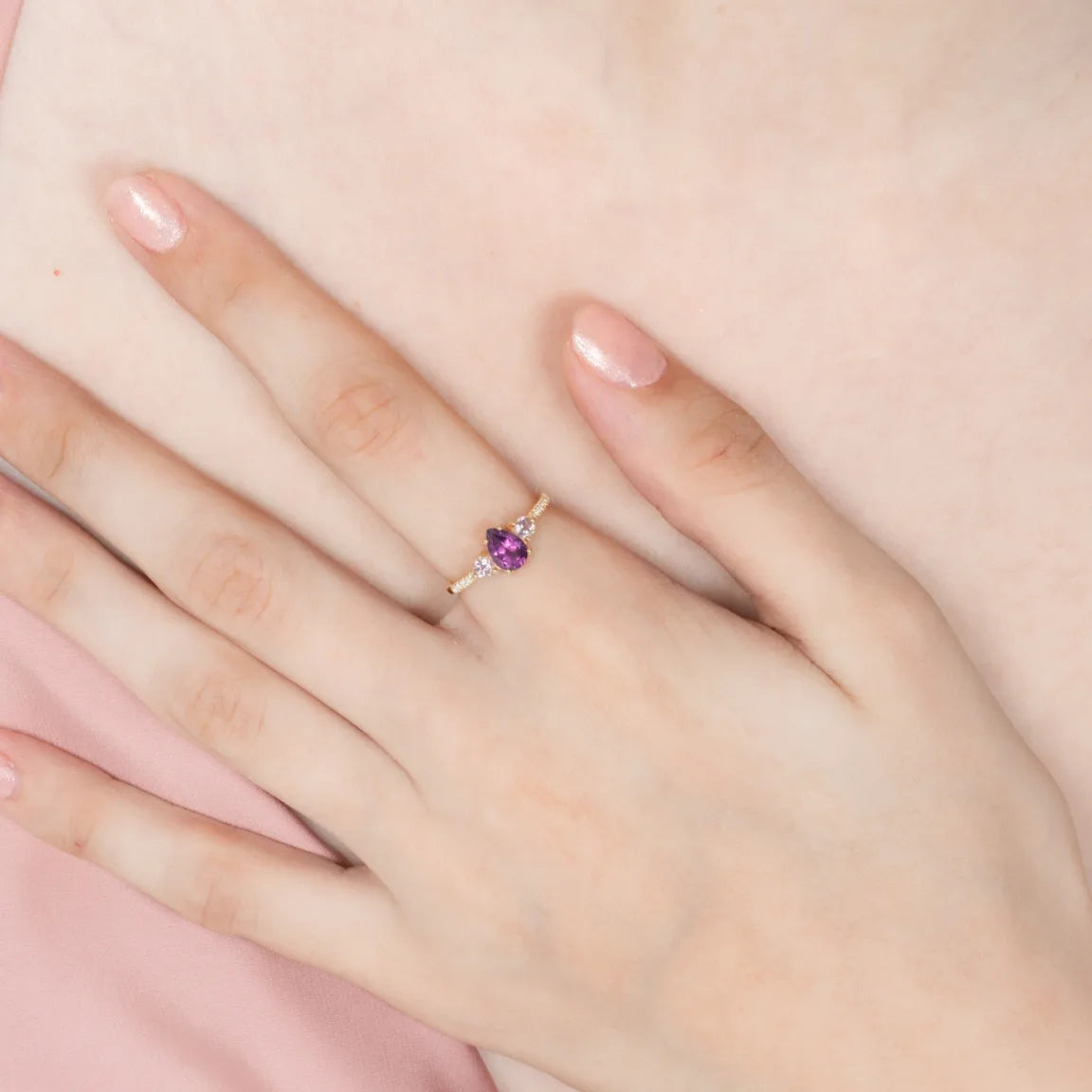 Amethyst and Lavender Amethyst Ring in 18k Gold Vermeil - SJR London Timepiece