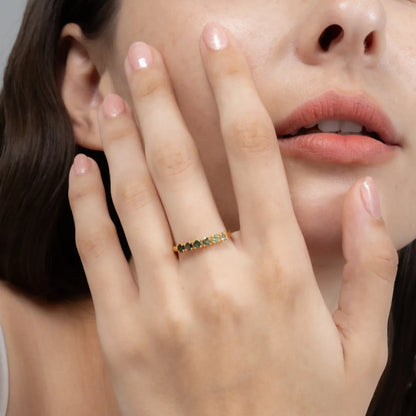 Ombre Green Tourmaline Eternity Band in 18k Gold Vermeil - SJR London Timepiece
