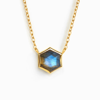 Labradorite Necklace in 18k Gold Vermeil - SJR London Timepiece