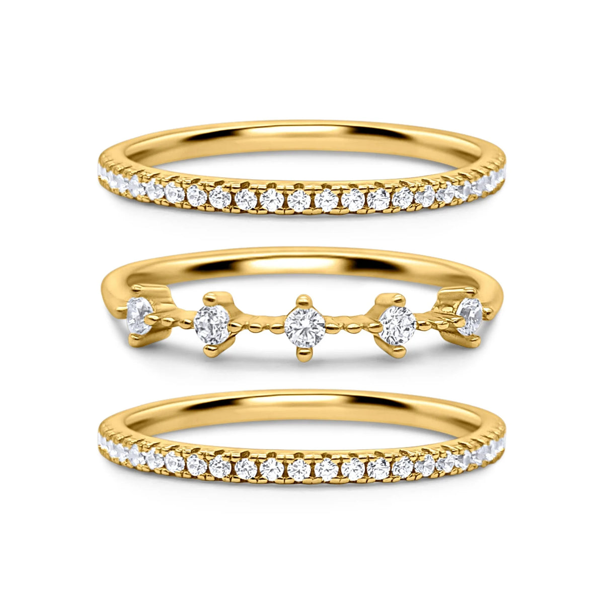 Celeste Stacking Ring Set in Gold - SJR London Timepiece