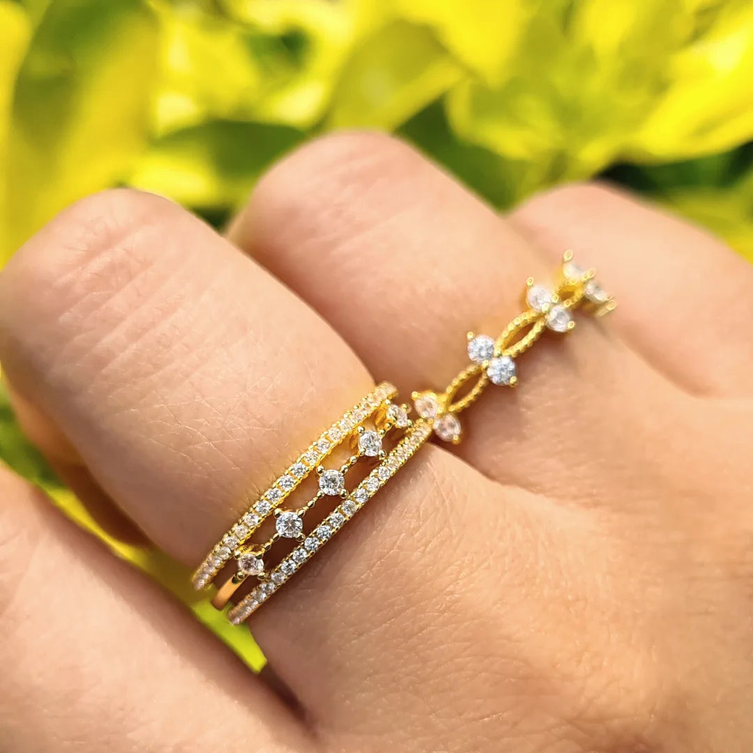 Celeste Stacking Ring Set in Gold - SJR London Timepiece