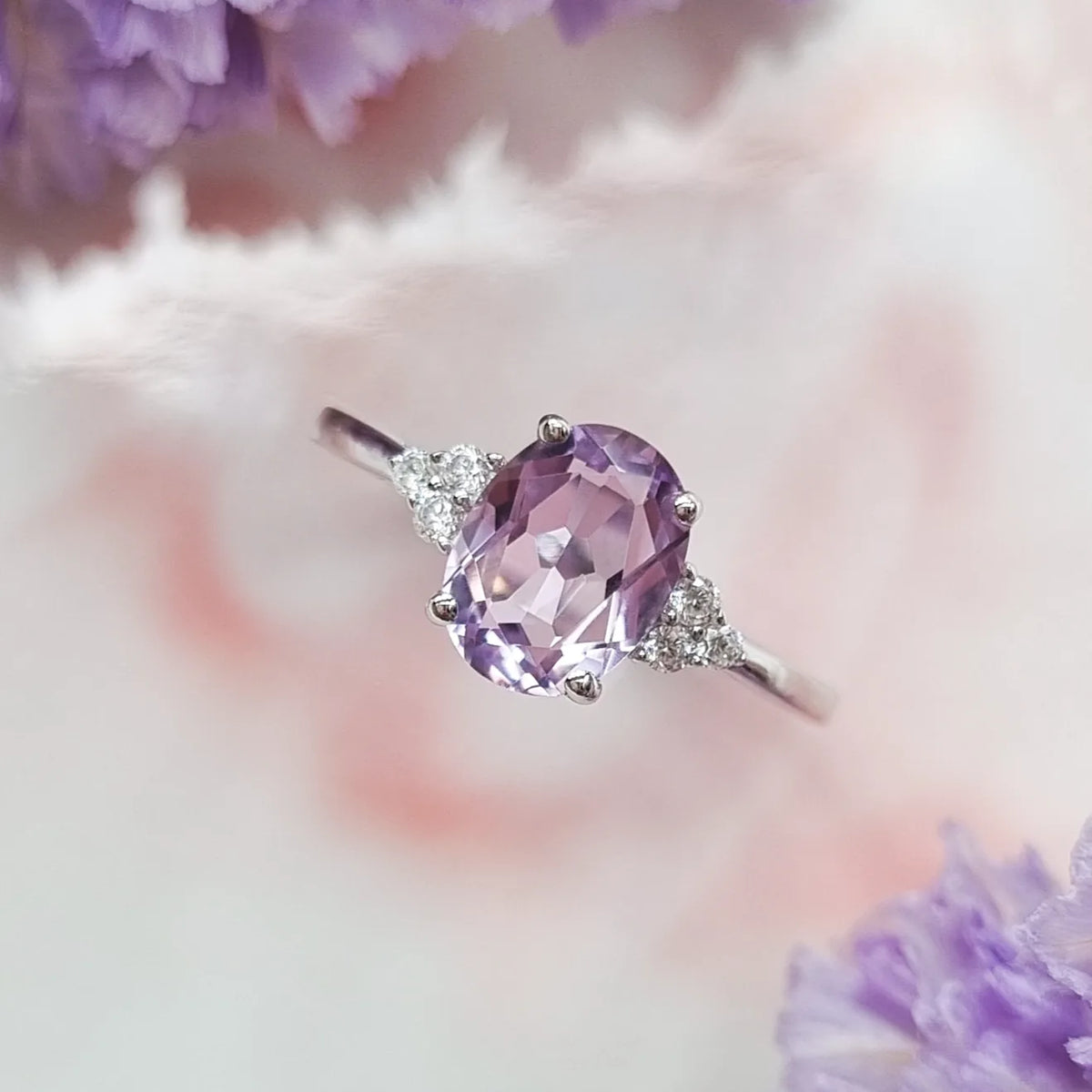 Lavender Amethyst Ring in Sterling Silver - SJR London Timepiece