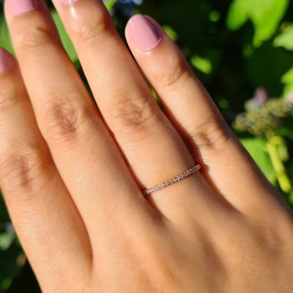 Thin Full Eternity Ring (1.2 mm) in Rose Gold - SJR London Timepiece