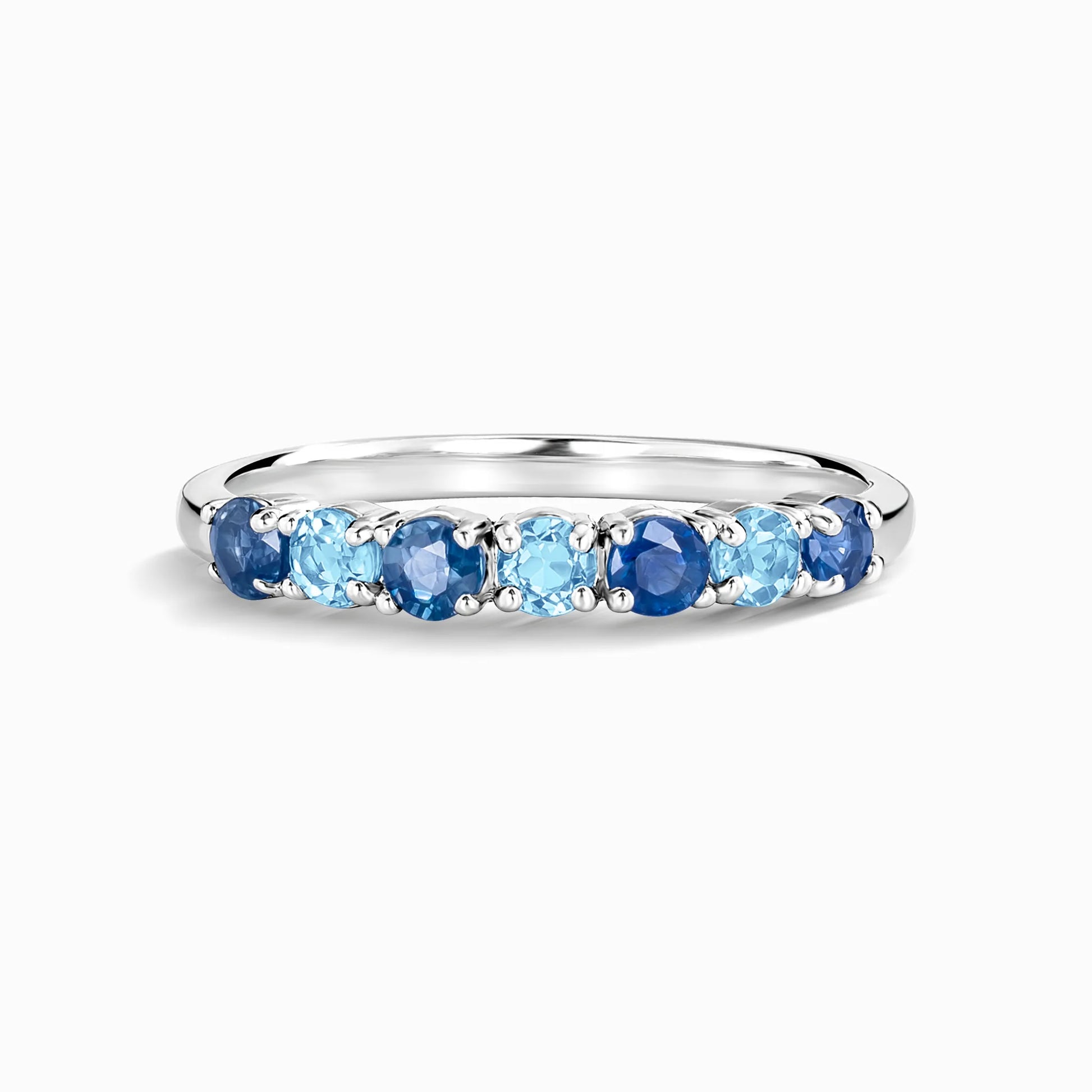 Blue Sapphire & Blue Topaz Half Eternity Band in Sterling Silver - SJR London Timepiece