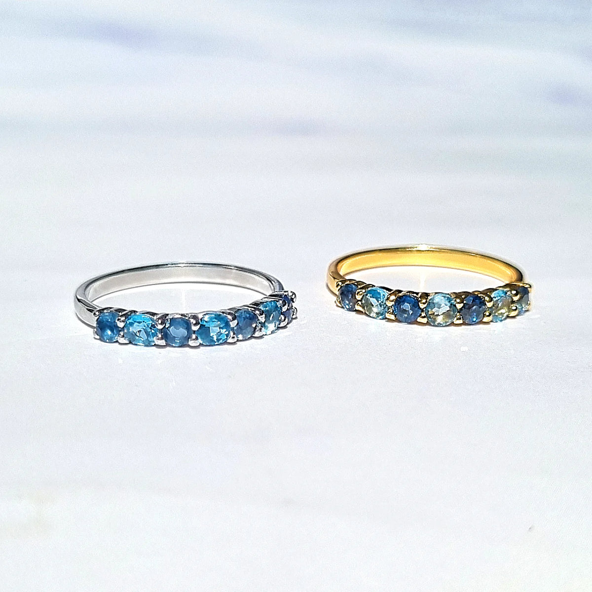 Blue Sapphire & Blue Topaz Half Eternity Band in Sterling Silver - SJR London Timepiece