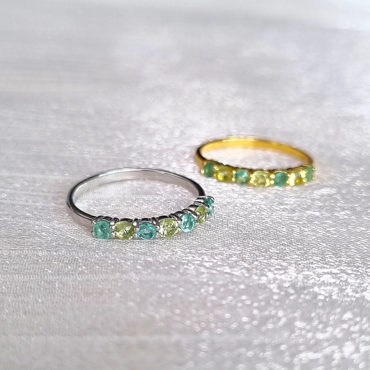 Emerald & Peridot Half Eternity Band in 18K Gold Vermeil - SJR London Timepiece