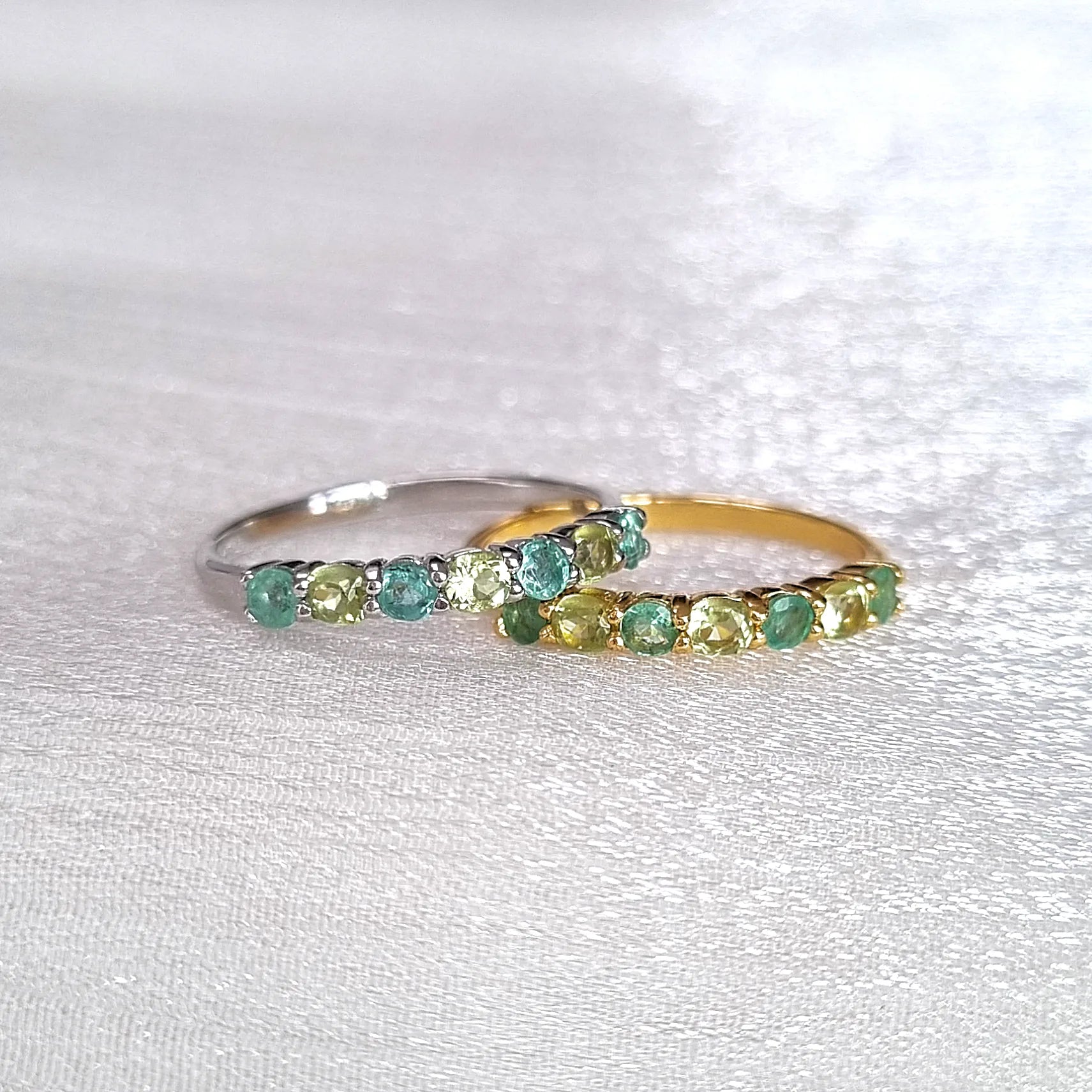 Emerald & Peridot Half Eternity Band in 18K Gold Vermeil - SJR London Timepiece