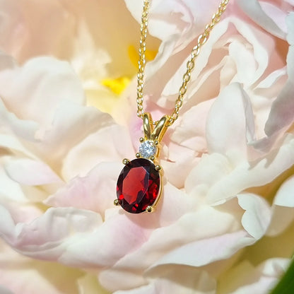 Garnet Pendant Necklace in 18k Gold Vermeil - SJR London Timepiece