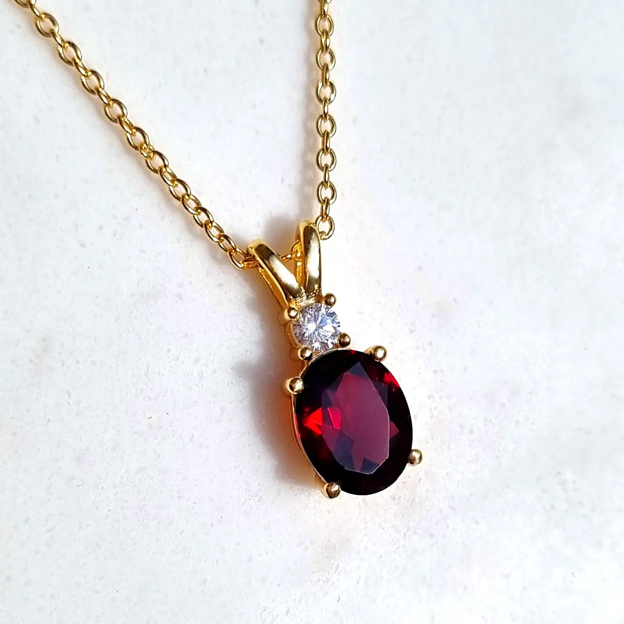 Garnet Pendant Necklace in 18k Gold Vermeil - SJR London Timepiece