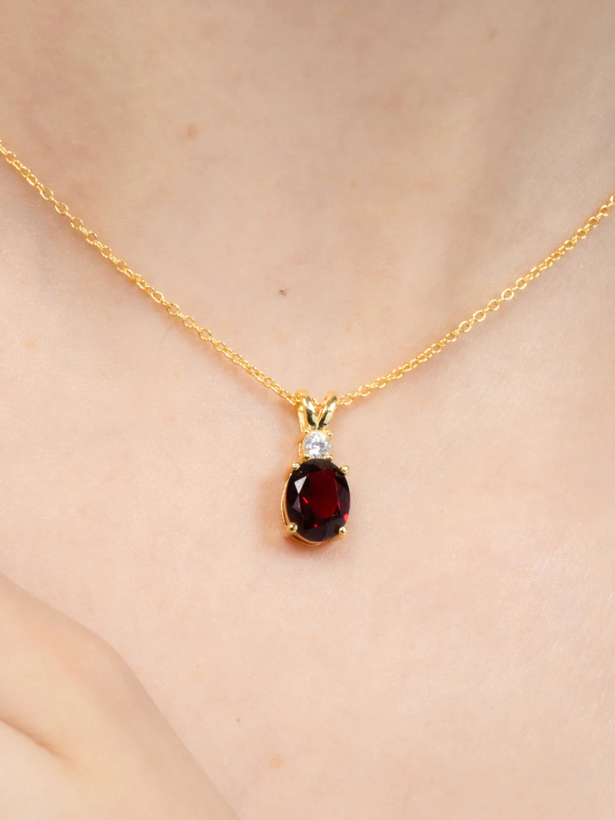 Garnet Pendant Necklace in 18k Gold Vermeil - SJR London Timepiece