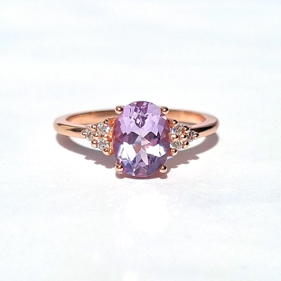 Lavender Amethyst Ring in 18k Rose Gold Vermeil - SJR London Timepiece