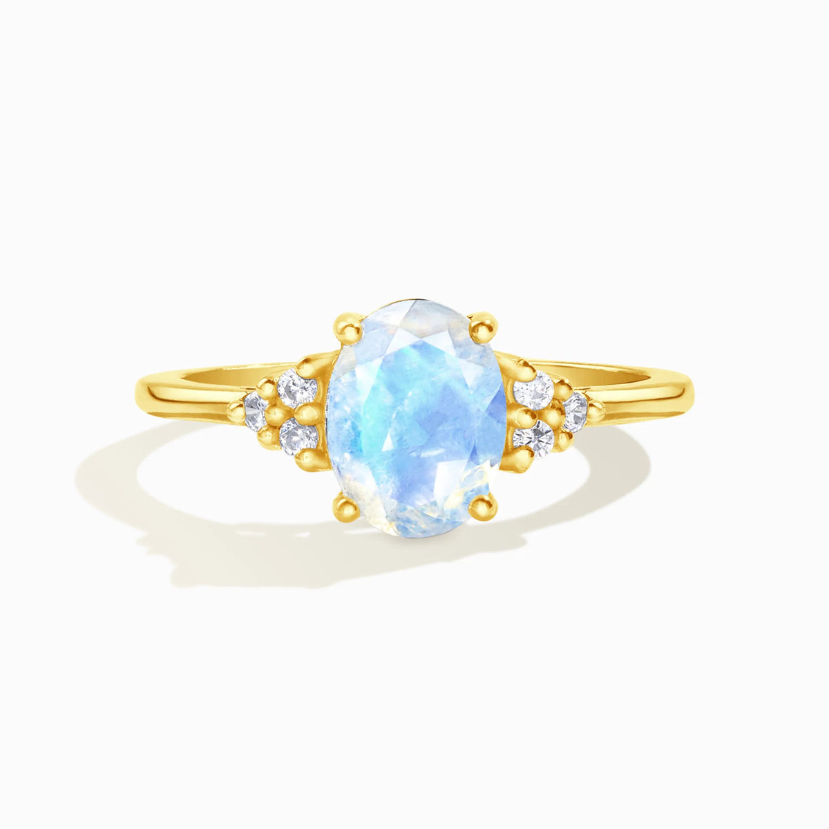 Rainbow Moonstone Ring in 18k Gold Vermeil (Oval Cut) - SJR London Timepiece