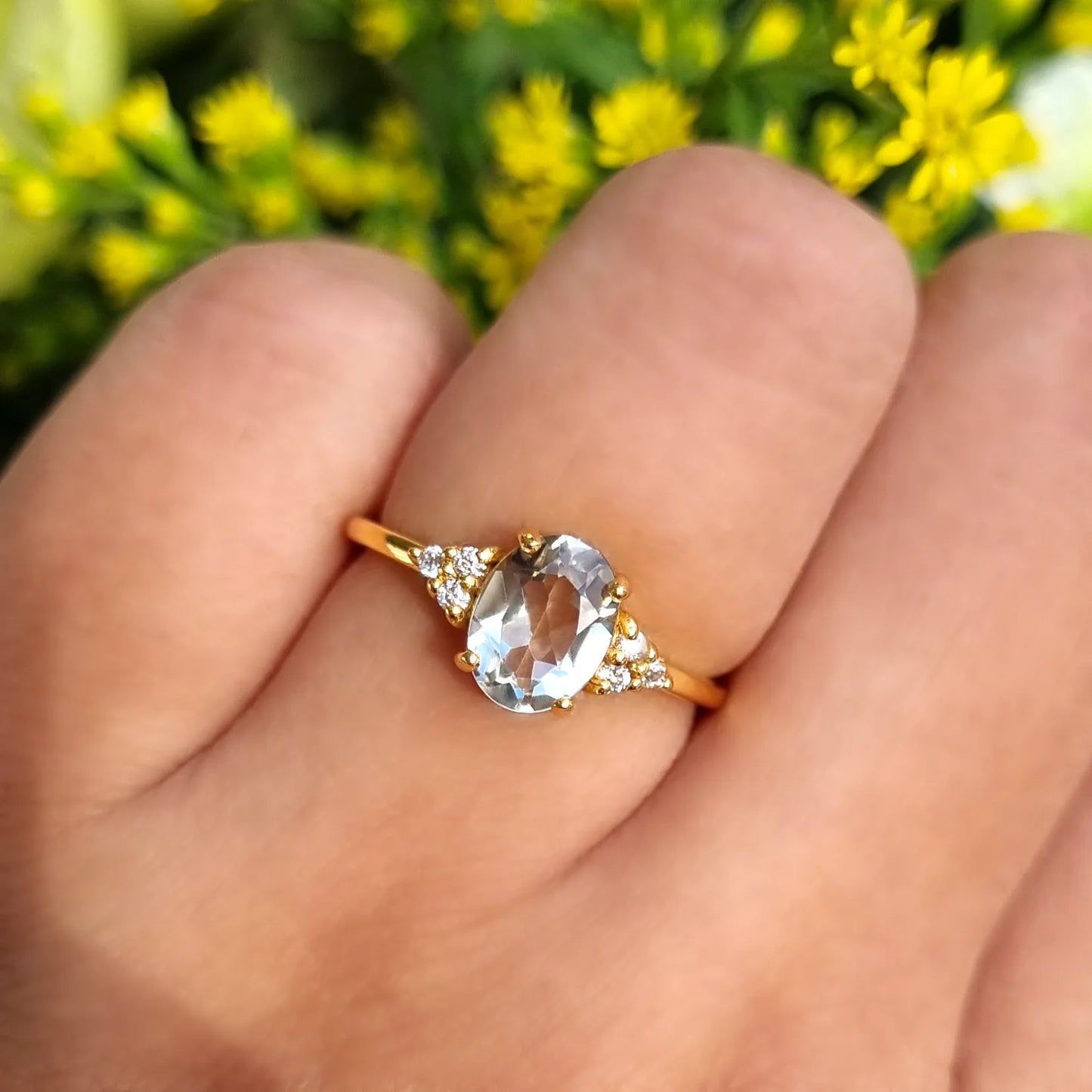 Green Amethyst Ring in 18k Gold Vermeil - SJR London Timepiece