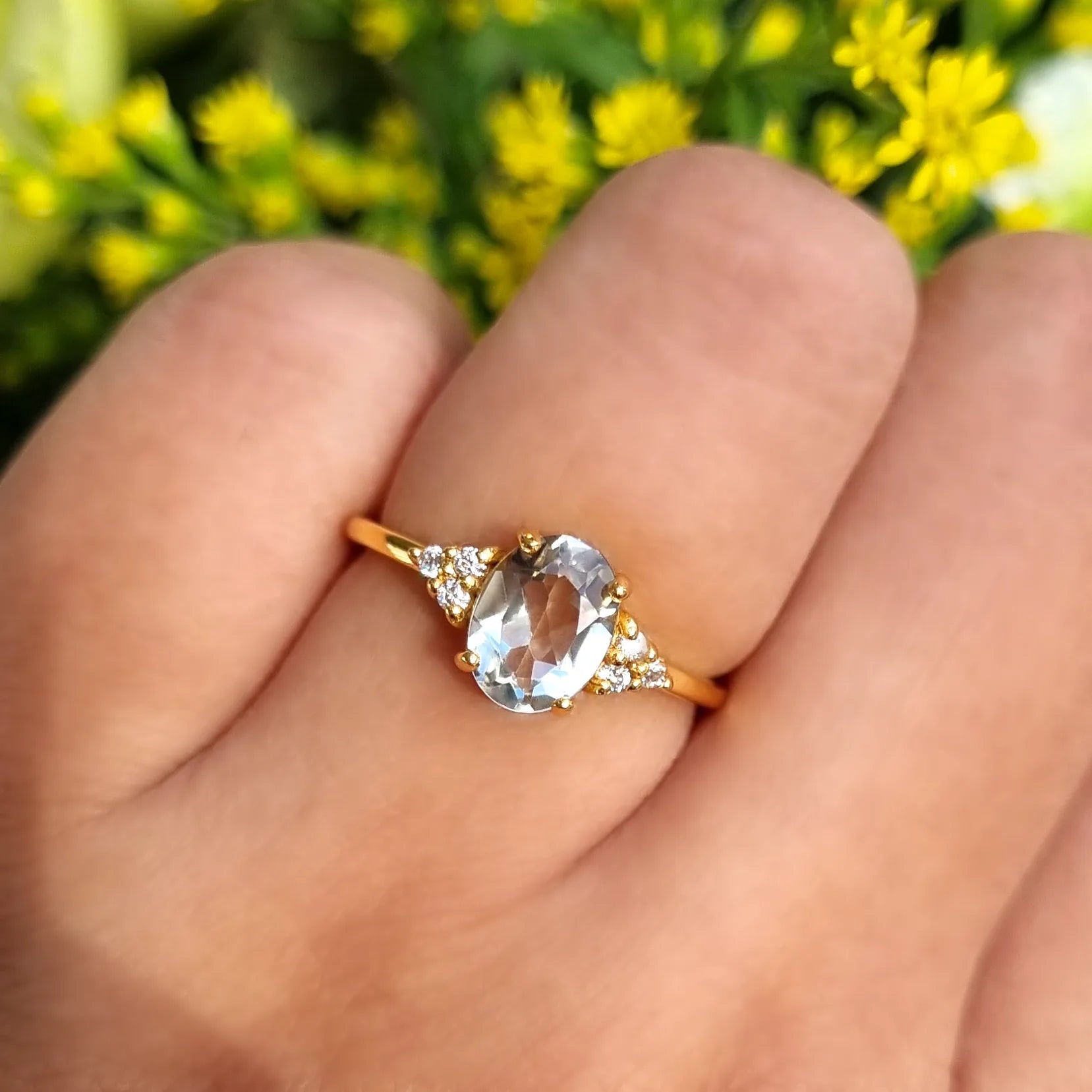 Green Amethyst Ring in 18k Gold Vermeil - SJR London Timepiece